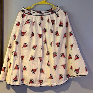 Nautical A-Line Skirt with Sailboat Print